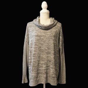 Xersion Black and Gray Heather Cowl Neck Lightweight Sweater Women’s Size XXL